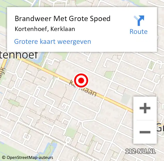 Locatie op kaart van de 112 melding: Brandweer Met Grote Spoed Naar Kortenhoef, Kerklaan op 30 oktober 2016 13:24