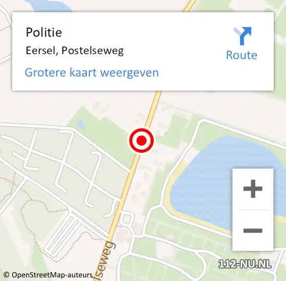 Locatie op kaart van de 112 melding: Politie Eersel, Postelseweg op 30 oktober 2016 13:27