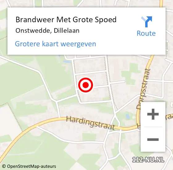 Locatie op kaart van de 112 melding: Brandweer Met Grote Spoed Naar Onstwedde, Dillelaan op 31 december 2013 17:49