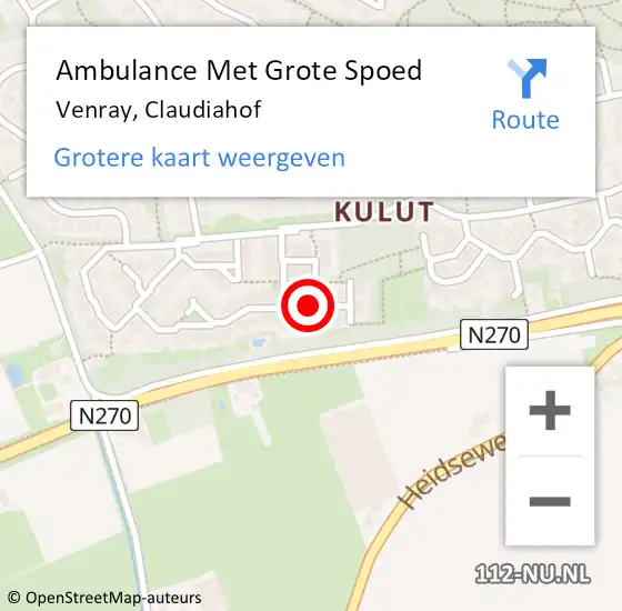 Locatie op kaart van de 112 melding: Ambulance Met Grote Spoed Naar Venray, Claudiahof op 31 december 2013 17:50