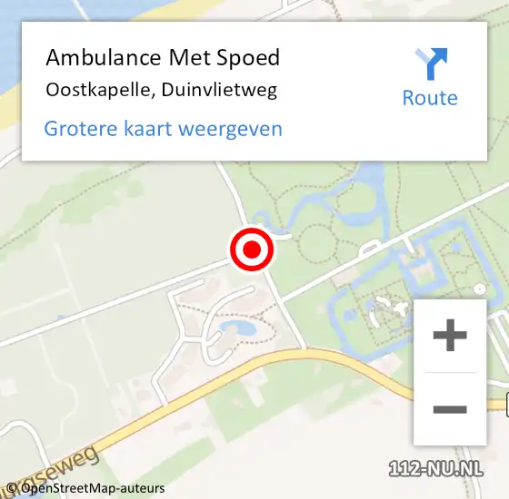 Locatie op kaart van de 112 melding: Ambulance Met Spoed Naar Oostkapelle, Duinvlietweg op 30 oktober 2016 14:14