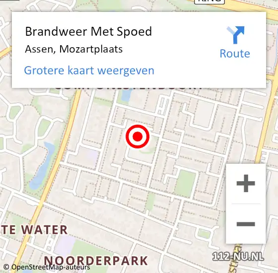 Locatie op kaart van de 112 melding: Brandweer Met Spoed Naar Assen, Mozartplaats op 31 december 2013 17:54