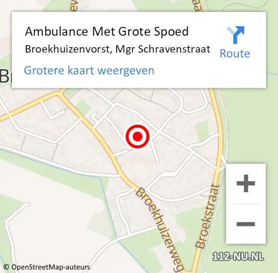 Locatie op kaart van de 112 melding: Ambulance Met Grote Spoed Naar Broekhuizenvorst, Mgr Schravenstraat op 30 oktober 2016 15:33