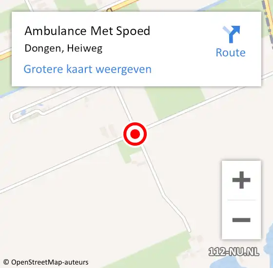 Locatie op kaart van de 112 melding: Ambulance Met Spoed Naar Dongen, Heiweg op 30 oktober 2016 16:23