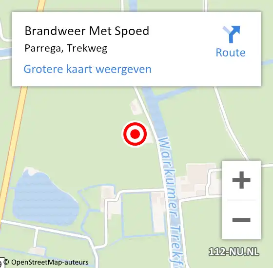 Locatie op kaart van de 112 melding: Brandweer Met Spoed Naar Parrega, Trekweg op 30 oktober 2016 16:34