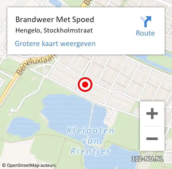 Locatie op kaart van de 112 melding: Brandweer Met Spoed Naar Hengelo, Stockholmstraat op 31 december 2013 18:01