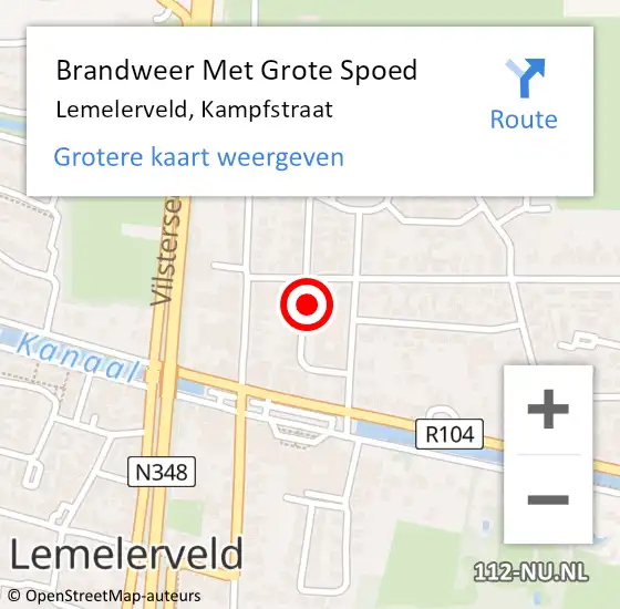 Locatie op kaart van de 112 melding: Brandweer Met Grote Spoed Naar Lemelerveld, Kampfstraat op 31 december 2013 18:06