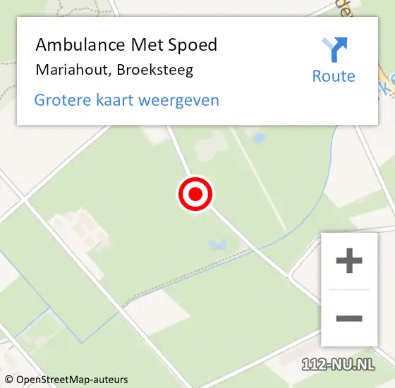 Locatie op kaart van de 112 melding: Ambulance Met Spoed Naar Mariahout, Broeksteeg op 30 oktober 2016 19:03