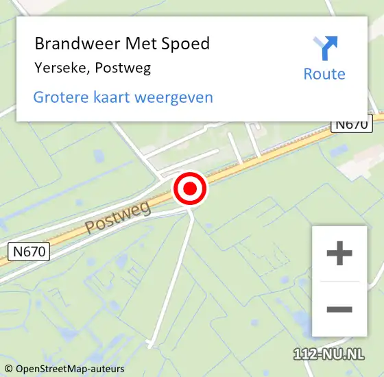 Locatie op kaart van de 112 melding: Brandweer Met Spoed Naar Yerseke, N670 hectometerpaal: 6,0 op 31 december 2013 18:10