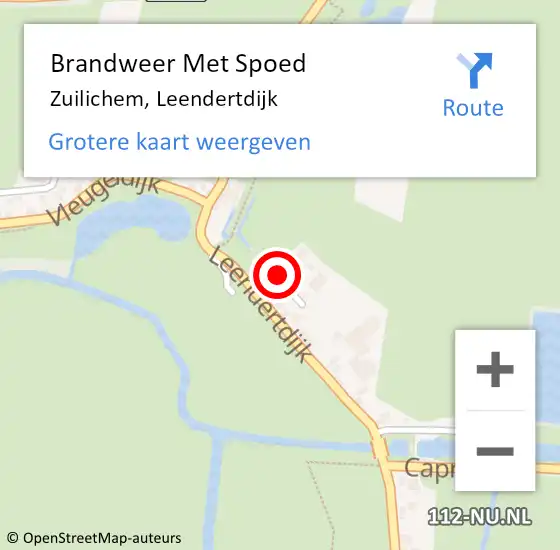 Locatie op kaart van de 112 melding: Brandweer Met Spoed Naar Zuilichem, Leendertdijk op 31 december 2013 18:10