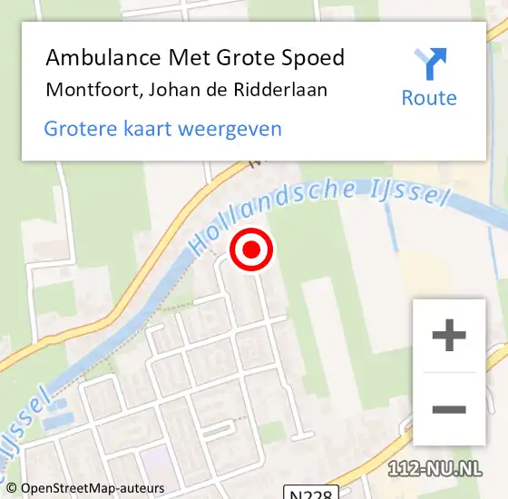 Locatie op kaart van de 112 melding: Ambulance Met Grote Spoed Naar Montfoort, Johan de Ridderlaan op 30 oktober 2016 20:38