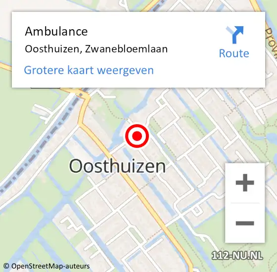 Locatie op kaart van de 112 melding: Ambulance Oosthuizen, Zwanebloemlaan op 30 oktober 2016 20:54