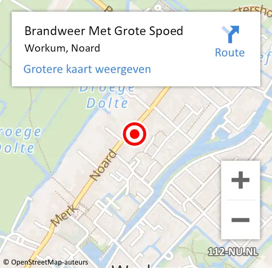 Locatie op kaart van de 112 melding: Brandweer Met Grote Spoed Naar Workum, Noard op 31 december 2013 18:15