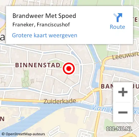 Locatie op kaart van de 112 melding: Brandweer Met Spoed Naar Franeker, Franciscushof op 30 oktober 2016 21:34