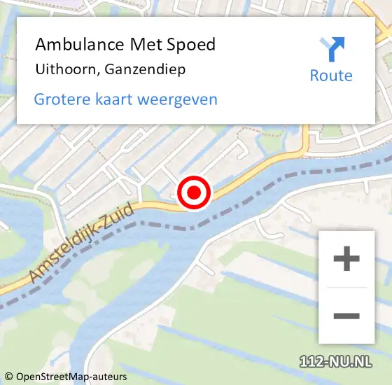 Locatie op kaart van de 112 melding: Ambulance Met Spoed Naar Uithoorn, Ganzendiep op 30 oktober 2016 21:49