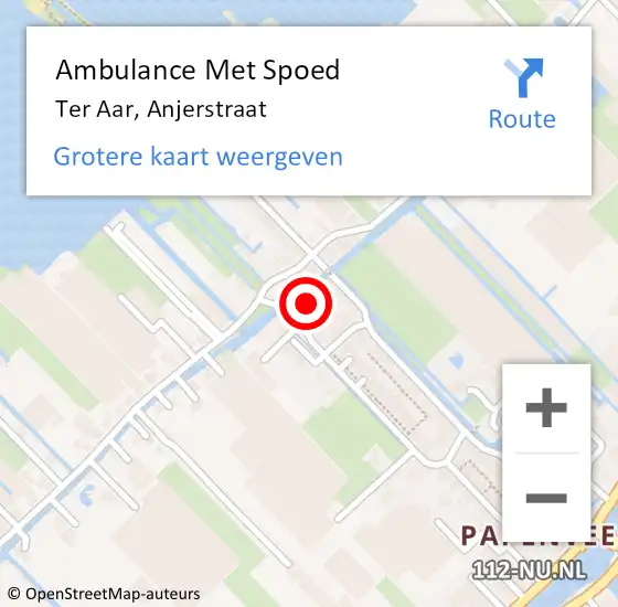 Locatie op kaart van de 112 melding: Ambulance Met Spoed Naar Ter Aar, Anjerstraat op 30 oktober 2016 22:17
