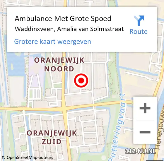 Locatie op kaart van de 112 melding: Ambulance Met Grote Spoed Naar Waddinxveen, Amalia van Solmsstraat op 30 oktober 2016 22:36