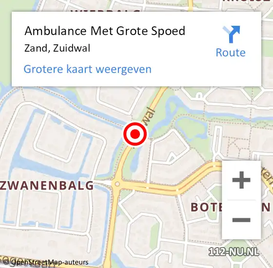 Locatie op kaart van de 112 melding: Ambulance Met Grote Spoed Naar Zand, Zuidwal op 30 oktober 2016 22:46