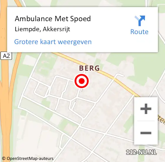 Locatie op kaart van de 112 melding: Ambulance Met Spoed Naar Liempde, Akkersrijt op 30 oktober 2016 23:15