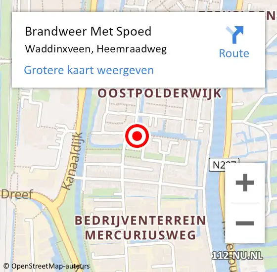 Locatie op kaart van de 112 melding: Brandweer Met Spoed Naar Waddinxveen, Heemraadweg op 30 oktober 2016 23:43