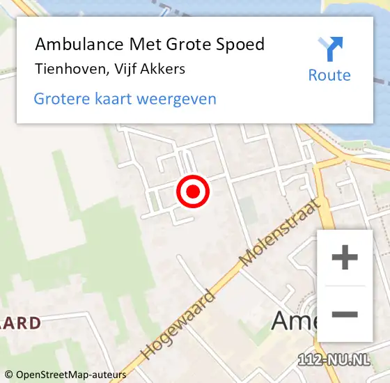 Locatie op kaart van de 112 melding: Ambulance Met Grote Spoed Naar Tienhoven, Vijf Akkers op 31 december 2013 18:21