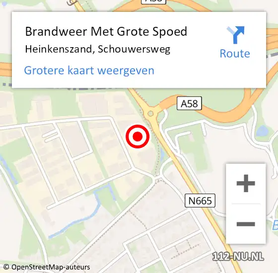 Locatie op kaart van de 112 melding: Brandweer Met Grote Spoed Naar Heinkenszand, Schouwersweg op 31 oktober 2016 05:05