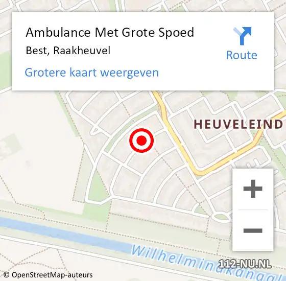 Locatie op kaart van de 112 melding: Ambulance Met Grote Spoed Naar Best, Raakheuvel op 31 oktober 2016 05:09