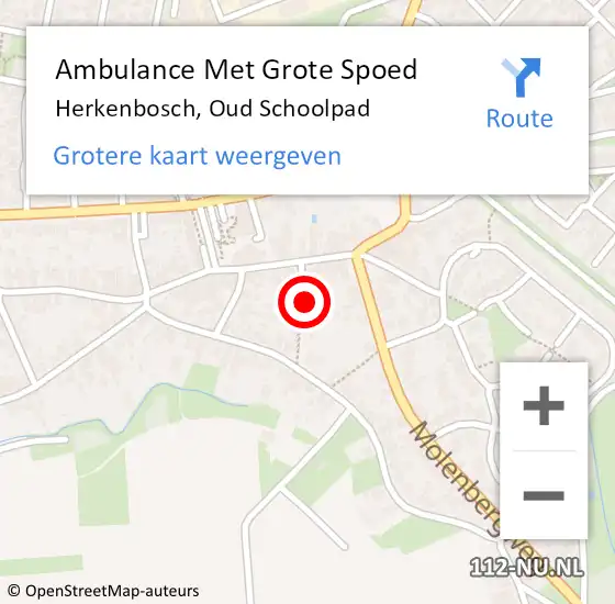 Locatie op kaart van de 112 melding: Ambulance Met Grote Spoed Naar Herkenbosch, Oud Schoolpad op 31 oktober 2016 05:49