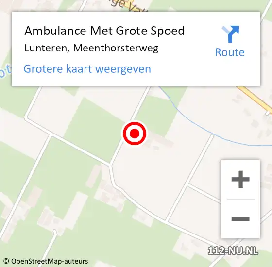 Locatie op kaart van de 112 melding: Ambulance Met Grote Spoed Naar Lunteren, Meenthorsterweg op 31 oktober 2016 08:10