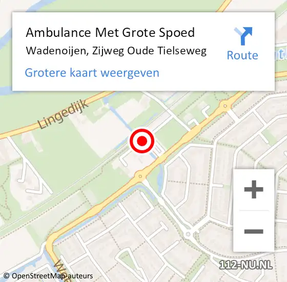 Locatie op kaart van de 112 melding: Ambulance Met Grote Spoed Naar Wadenoijen, Zijweg Oude Tielseweg op 31 oktober 2016 08:33