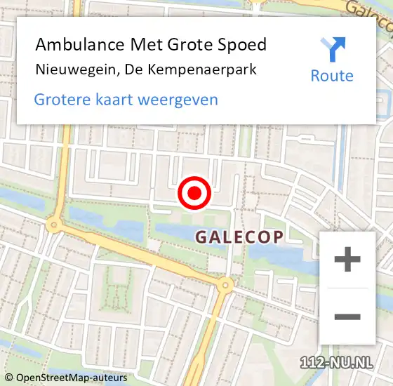 Locatie op kaart van de 112 melding: Ambulance Met Grote Spoed Naar Nieuwegein, De Kempenaerpark op 31 oktober 2016 09:00