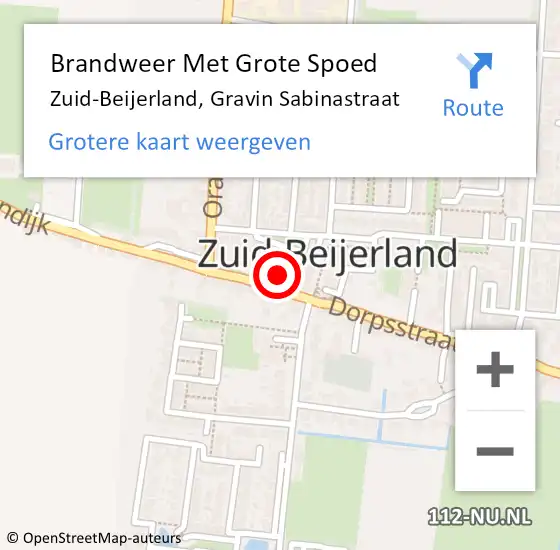 Locatie op kaart van de 112 melding: Brandweer Met Grote Spoed Naar Zuid-Beijerland, Gravin Sabinastraat op 31 oktober 2016 09:00