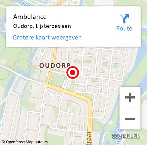 Locatie op kaart van de 112 melding: Ambulance Oudorp, Lijsterbeslaan op 31 oktober 2016 09:20