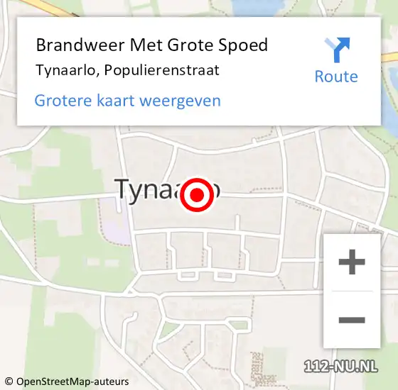 Locatie op kaart van de 112 melding: Brandweer Met Grote Spoed Naar Tynaarlo, Populierenstraat op 31 december 2013 18:43