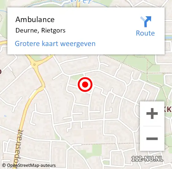 Locatie op kaart van de 112 melding: Ambulance Deurne, Rietgors op 31 oktober 2016 10:13