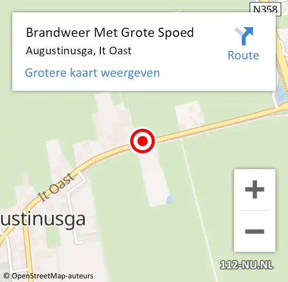 Locatie op kaart van de 112 melding: Brandweer Met Grote Spoed Naar Augustinusga, It Oast op 31 december 2013 18:46