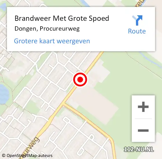 Locatie op kaart van de 112 melding: Brandweer Met Grote Spoed Naar Dongen, Procureurweg op 31 oktober 2016 10:43