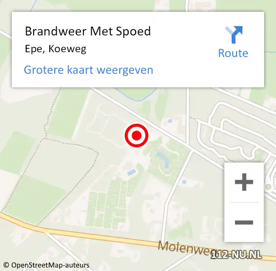 Locatie op kaart van de 112 melding: Brandweer Met Spoed Naar Epe, Koeweg op 31 oktober 2016 11:08