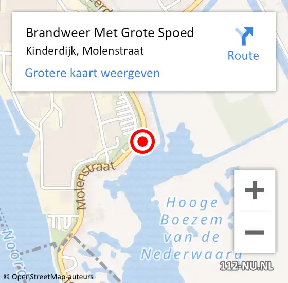 Locatie op kaart van de 112 melding: Brandweer Met Grote Spoed Naar Kinderdijk, Molenstraat op 31 december 2013 18:50