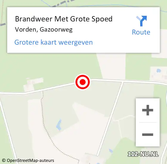 Locatie op kaart van de 112 melding: Brandweer Met Grote Spoed Naar Vorden, Gazoorweg op 31 oktober 2016 11:28