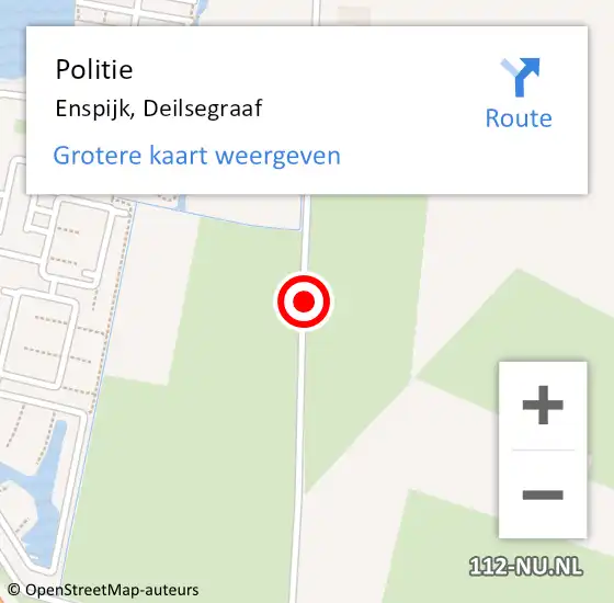 Locatie op kaart van de 112 melding: Politie Enspijk, Deilsegraaf op 31 oktober 2016 11:43