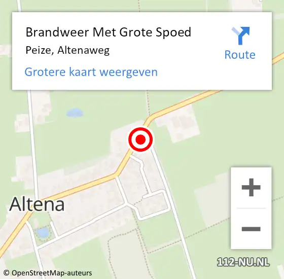 Locatie op kaart van de 112 melding: Brandweer Met Grote Spoed Naar Peize, Altenaweg op 31 oktober 2016 12:15