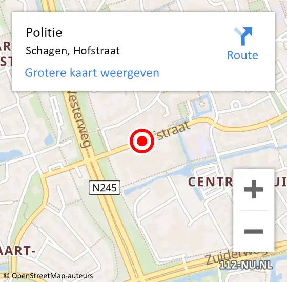 Locatie op kaart van de 112 melding: Politie Schagen, Hofstraat op 31 oktober 2016 12:19