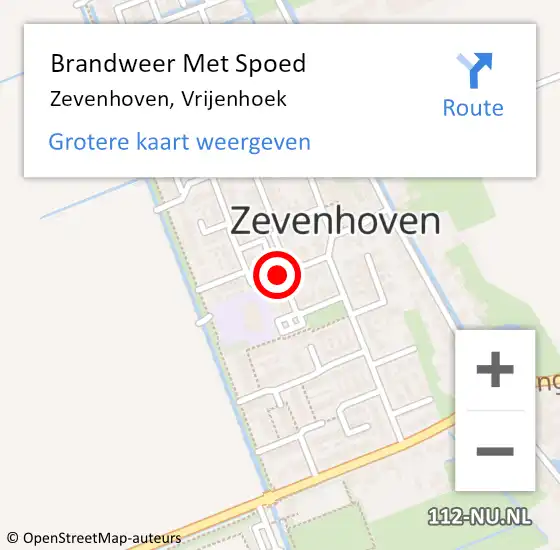 Locatie op kaart van de 112 melding: Brandweer Met Spoed Naar Zevenhoven, Vrijenhoek op 31 december 2013 18:55