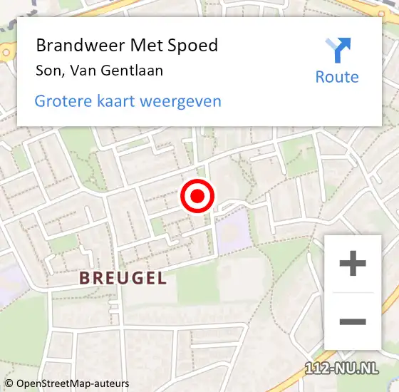 Locatie op kaart van de 112 melding: Brandweer Met Spoed Naar Son, Van Gentlaan op 31 december 2013 18:55