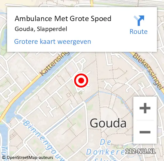 Locatie op kaart van de 112 melding: Ambulance Met Grote Spoed Naar Gouda, Slapperdel op 31 oktober 2016 12:54