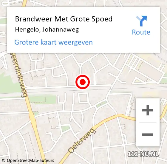 Locatie op kaart van de 112 melding: Brandweer Met Grote Spoed Naar Hengelo, Johannaweg op 31 oktober 2016 13:12