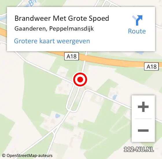 Locatie op kaart van de 112 melding: Brandweer Met Grote Spoed Naar Gaanderen, Peppelmansdijk op 31 oktober 2016 14:16