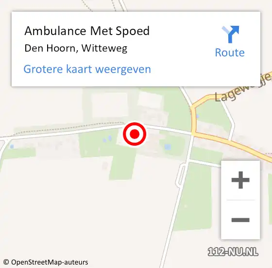 Locatie op kaart van de 112 melding: Ambulance Met Spoed Naar Den Hoorn, Witteweg op 31 oktober 2016 14:30