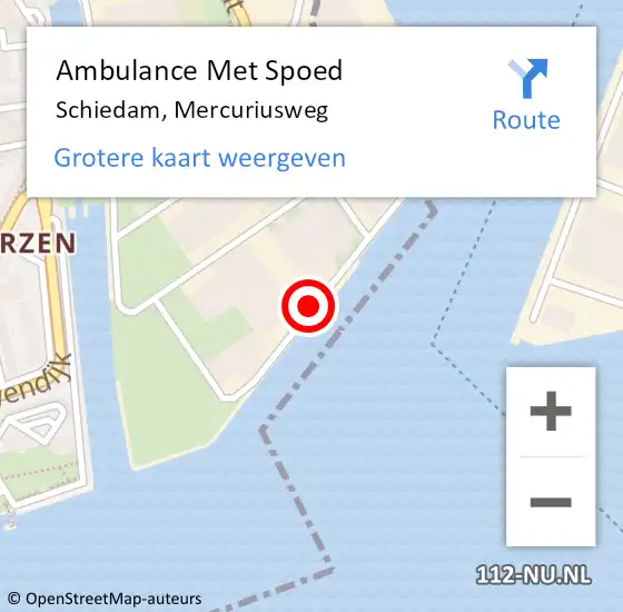 Locatie op kaart van de 112 melding: Ambulance Met Spoed Naar Schiedam, Mercuriusweg op 31 oktober 2016 14:42